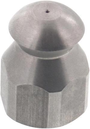 Erie Tools Button Nose 1/4" Drain Cleaning Nozzle 3.0 Orifice 5500 PSI Stainless Steel for Sewer Pipe Water Jetter