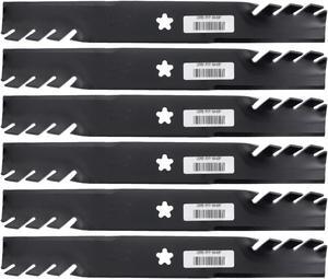 6 USA Mower Blades AYP844BP High-Lift Toothed Fits AYP 12784 127842 134148 138407 138497 138970 139774 193957 Length 19-5/16 in. Width 2-1/2 in. Thickness .187 in. Center Hole 5 Point Star 38 in. Deck