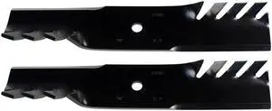 USA Mower Blades (2) CMB185BP Toothed Extra High Lift Blade Fits Bobcat® 11211102 272254302 32022A WM132022 Length 18 in. Width 3 in. Thickness .250 in. Center Hole 5/8 in. 36 in. and 52 in. Deck