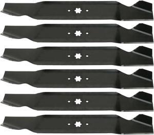 6 USA Mower Blades® MTD616SBP High Lift for MTD 490-110-M115 742-04087 742-04087-0637 742-04126 942-0616 Length 21-3/16 in. Width 2-3/4 in. Thickness .150 in. Center Hole 6 Point Star 42 in. Deck