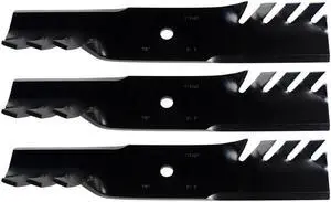 USA Mower Blades (3) CMB184BP Toothed Extra High Lift Blade Fits Bad Boy® 038-5350-0050 038-5350-00  Length 16 1/2 in. Width 3 in. Thickness .250 in. Center Hole 5/8 in. 32 in. 48 in. Deck