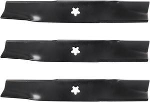 USA Mower Blades U12025BP (3) High-Lift for Husqvarna® 539113425 Dixon® 575296401 Length 16-1/4 in. Width 2-1/2 in. Thickness .200 in. Center Hole 5 Point Star 48 in. Deck