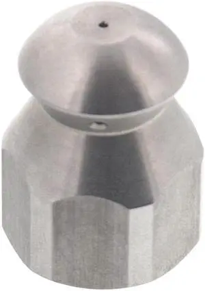 Erie Tools Button Nose 1/4" Drain Cleaning Nozzle 6.0 Orifice 5500 PSI Stainless Steel for Sewer Pipe Water Jetter