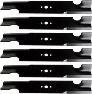 USA Mower Blades U15065BP (6) Notched High-Lift for Bobcat® 03239 112111-01 2722543-01 Length 16-1/4 in. Width 2-1/2 in. Thickness .250 in. Center Hole 5/8 in. 32 in. 48 in. Deck
