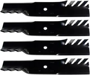 USA Mower Blades (4) CMB185BP Toothed Extra High Lift Blade Fits Bobcat® 11211102 272254302 32022A WM132022 Length 18 in. Width 3 in. Thickness .250 in. Center Hole 5/8 in. 36 in. and 52 in. Deck