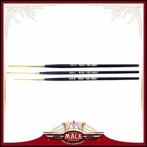 Set of 3 Size 0-2 Series 444 The Virus Scrolling Script Pinstriping Brush With Specially Blended Golden Taklon