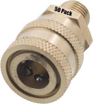 50 Erie Tools 1/4in. MPT Male Brass Socket Quick Connect Coupler 4000 PSI 10 GPM for Pressure Washer Nozzle Gun Hose Wand