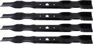 4 USA Mower Blades AYP340BP Mulching Blade Fits AYP Craftsman Husqvarna 127843 134149 138498 138791 138971 139775 24676 Length 21 in. Width 2-1/4 in. Thickness .134 in. Center Hole 5 PT ST 42 in. Deck