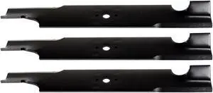 USA Mower Blades (3) U10022BP Standard Medium Lift for Exmark® 103-2508 103-2518 103-2518-S 103-2528 Length 18 in. Width 2-1/2 in. Thickness .250 in. Center Hole 5/8 in. 36 in. and 52 in. Deck