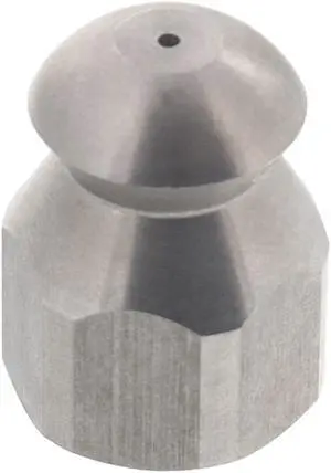 Erie Tools Button Nose 1/4" Drain Cleaning Nozzle 12.5 Orifice 5500 PSI Stainless Steel for Sewer Pipe Water Jetter