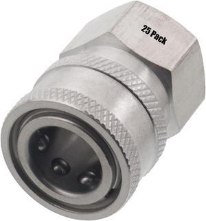 25 Erie Tools 3/8in. FPT Female Stainless Steel Socket Quick Connect Coupler 4000 PSI 10 GPM for Pressure Washer Nozzle Gun Hose Wand