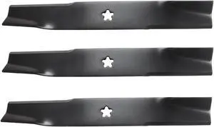3 USA Mower Blades U12079BP High-Lift for 539112079 Dixon 10782 10881 510417801 539117911 539117973 Length 18 in. Width 2-1/2 in. Thickness .203 in. Center Hole 5 Pt Star 36 in. 52 in. Deck