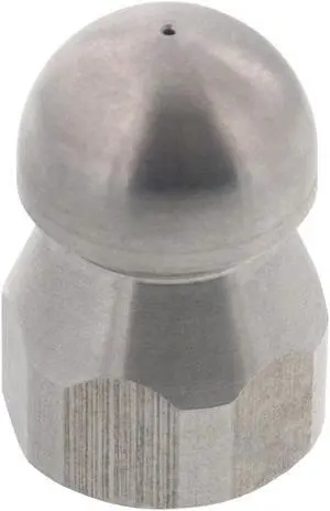 Erie Tools Button Nose 3/8" Drain Cleaning Nozzle 5.0 Orifice 5500 PSI Stainless Steel for Sewer Pipe Water Jetter