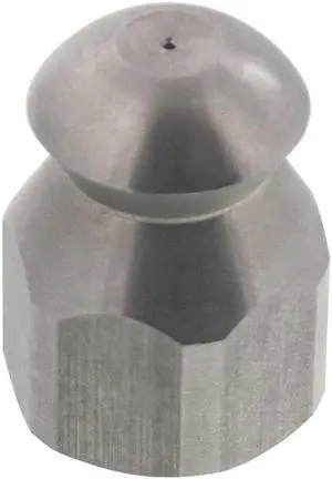 Erie Tools Button Nose 1/4" Drain Cleaning Nozzle 4.0 Orifice 5500 PSI Stainless Steel for Sewer Pipe Water Jetter