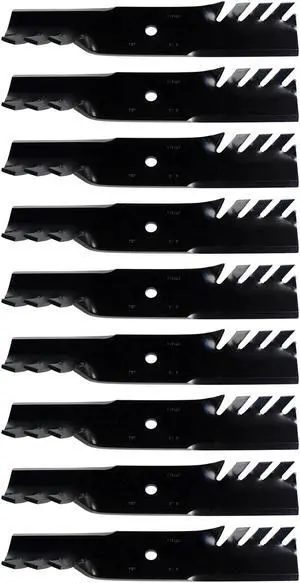 USA Mower Blades (9) CMB184BP Toothed Extra High Lift Blade Fits Bad Boy® 038-5350-0050 038-5350-00  Length 16 1/2 in. Width 3 in. Thickness .250 in. Center Hole 5/8 in. 32 in. 48 in. Deck