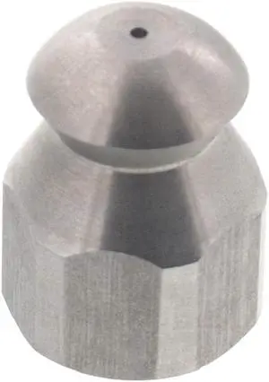 Erie Tools Button Nose 1/4" Drain Cleaning Nozzle 11.0 Orifice 5500 PSI Stainless Steel for Sewer Pipe Water Jetter
