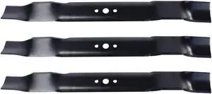 3 USA Mower Blades AYP485BP Mulching Blade Fits AYP® 141443 141443P 406713X431 Length 21-3/4 in. Width 2-1/4 in. Thickness 0.150 in. Center Hole 5/8 in. Side Hole 3/8 in. 22 in. Deck