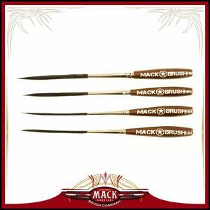 Set of 4 Sizes 000-2 Series Long Bob Pinstriping Scrolling Brush Black Synthetic & Blue Squirrel 1 3/4" Hair Length