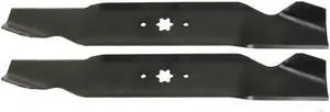 2 USA Mower Blades MTD610SBP Standard High Lift for MTD Bolens Troy-Bilt Massey Ferguson 942-0610 742-0610 Length 19-5/16 in. Width 3 in. Thickness .150 in. Center Hole 6 Point Star 38 in. Deck