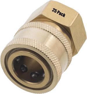 25 3/8in. FPT Female Brass Socket Quick Connect Coupler 4000 PSI 10 GPM for Pressure Washer Nozzle Gun Hose Wand