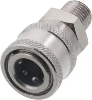 Erie Tools Pressure Washer 1/4in. Male NPT to Quick Connect Socket Stainless Steel Coupler High Temp 4000 PSI 10.5 GPM