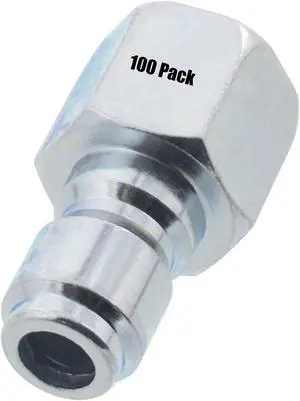 100 pack Pressure Washer 3/8in. Female NPT to Quick Connect Plug Zinc Plated Coupler High Temp 4000 PSI 10.5 GPM