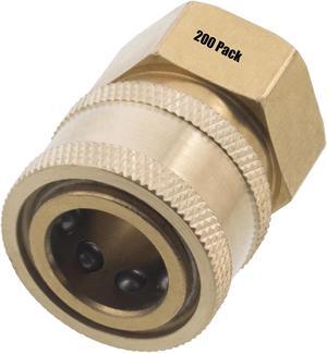 200 pack of 3/8in. FPT Female Brass Socket Quick Connect Coupler 4000 PSI 10 GPM for Pressure Washer Nozzle Gun Hose Wand