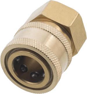 Erie Tools 3/8in. FPT Female Brass Socket Quick Connect Coupler 4000 PSI 10 GPM for Pressure Washer Nozzle Gun Hose Wand