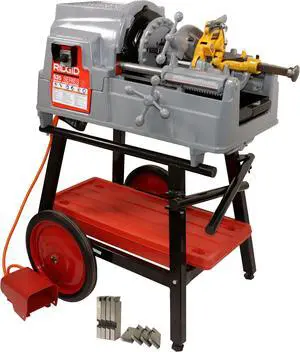 535 V3 Power Pipe Threading Machine with Steel Dragon Tools® Universal Cart 811A Die Head 47765 47770 Dies and Dark Thread Cutting Oil