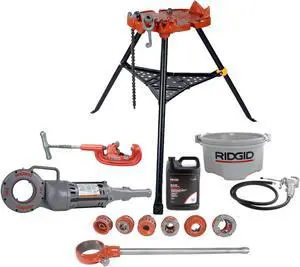 700 41935 Machine 12R 1/2" - 2" Kit 2A Pipe Cutter 460 Tristand with New 418 Oiler Bucket & Oil