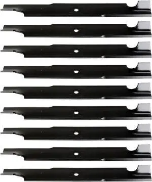 USA Mower Blades (9) U11108BP Standard Medium Lift Replacement Blades for Great Dane® D18037 GDU10231 Length 18 in. Width 2-1/2 in. Thickness .203 in. Center Hole 5/8 in. 36 in. 52 in. 54 in. Deck
