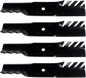 (8) USA Mower Blades CMB0613BP Toothed High Lift Lawn Mower Blade Gravely 00273000 04919100 539101496 03239 Length 16 1/4 in. Width 3 in. Thickness .250 in. Center Hole 5/8 in. 48 in. Deck