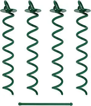 7Penn Spiral Ground Anchors - 16 Inch Green Twist Tent Stakes, 4 Pack
