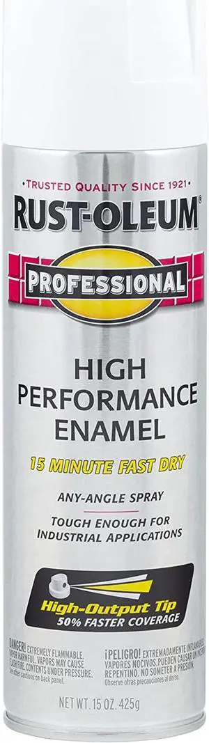 Rustoleum Professional High Performance Topcoat Enamel Spray Paint, 15 oz Aerosol Can, White