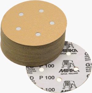 Mirka 23-321-320 5" 5-Hole 320 Grit Dustless Adhesive Sanding Discs - 100 Pack