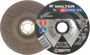 alter Allsteel XX Exceptional Grinding Wheel, Type 27, Threaded Hole, Aluminum Oxide, 7" Diameter, 1/4" Thick, 5/8"-11 Metal Arbor, Grit A-24-AXX (Pack of 10)