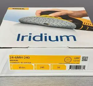 Mirka 24-6MH-240 Iridium 6 Grip Sanding Discs Multi Hole 240 grit 50/box
