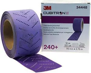 3M 34448 Cubitron II Hookit Clean Sanding Sheet Roll, 240+ grade, 70 mm x 12 m