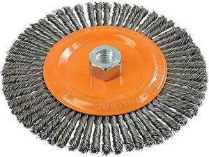 Walter 13K654  Wire Wheel Brush 6-7/8in Carbon Steel Wire Brush w/Threaded Hole