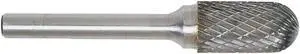 Walter 01V040 Carbide Bur 7/16 inX1in Double Cut Round Nose Bur with .25in Shank