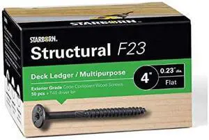 Starborn Structural F23 Flat Head Wood Screw - Black - 50 Count - 0.23" x 4"