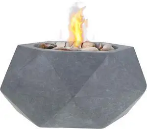 7Penn Tabletop Fire Pit Bowl - 11.6in Geometric Table Top Fire Bowl with Stones