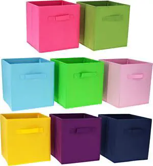 7Penn Basket Cube Storage - 8pc Colorful Basket Organization Bins with Handle