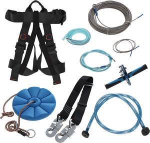 Get Out! Zip Line 110ft Zipline Kit with Harness Trolley Brake Seat for Backyard