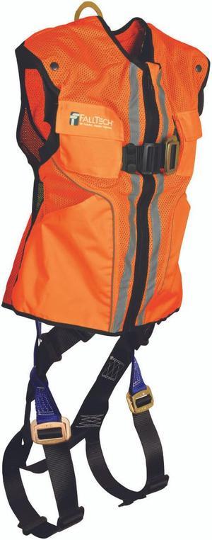 Hi-Vis Orange Constructiongrade Vest with 1D Standard Nonbelted FullBody Harness