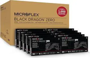 Microflex Black Dragon Zero BD-100N 5mil Disposable Nitrile Gloves w/ Textured