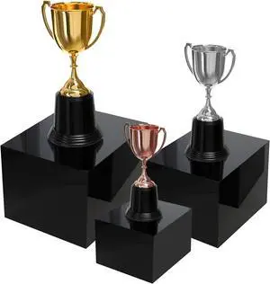 7Penn Acrylic Display Stands - 3pc Glossy Black Accessory Purse Display Shelf