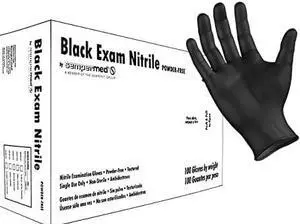 Sempermed Black Nitrile Gloves | Powder Free, Textured Gloves, Large