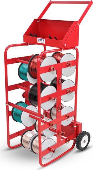 BISupply Wire Spool Holder Caddy - 11 Axle Rolling Bulk Filament Cable Rack