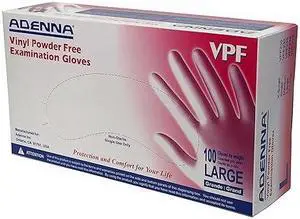 Adenna VPF236 VPF 3.5 mil Vinyl Powder Free Exam Gloves (Translucent, Large)